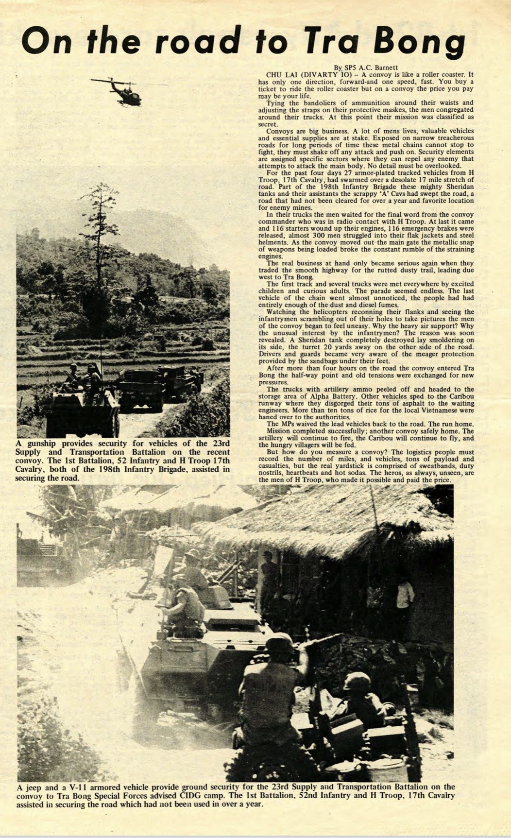 Original newspaper clipping: On the Road to Tra Bong