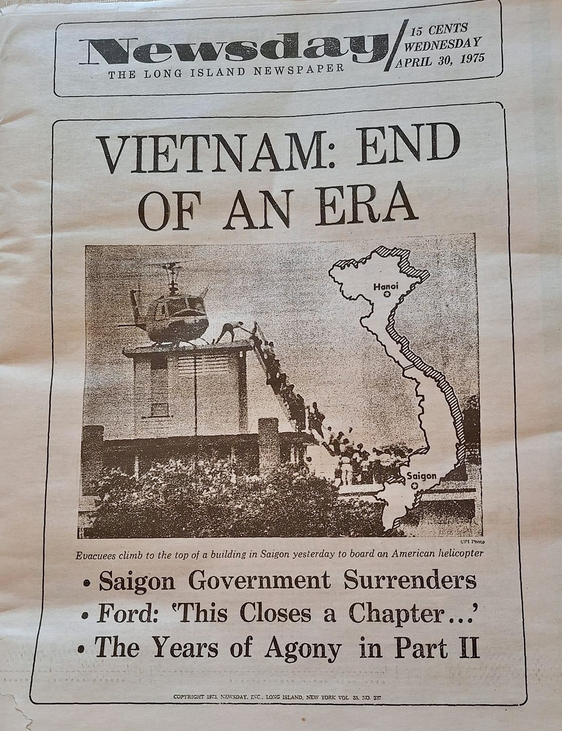 Original newspaper clipping: Vietnam: End of an Era