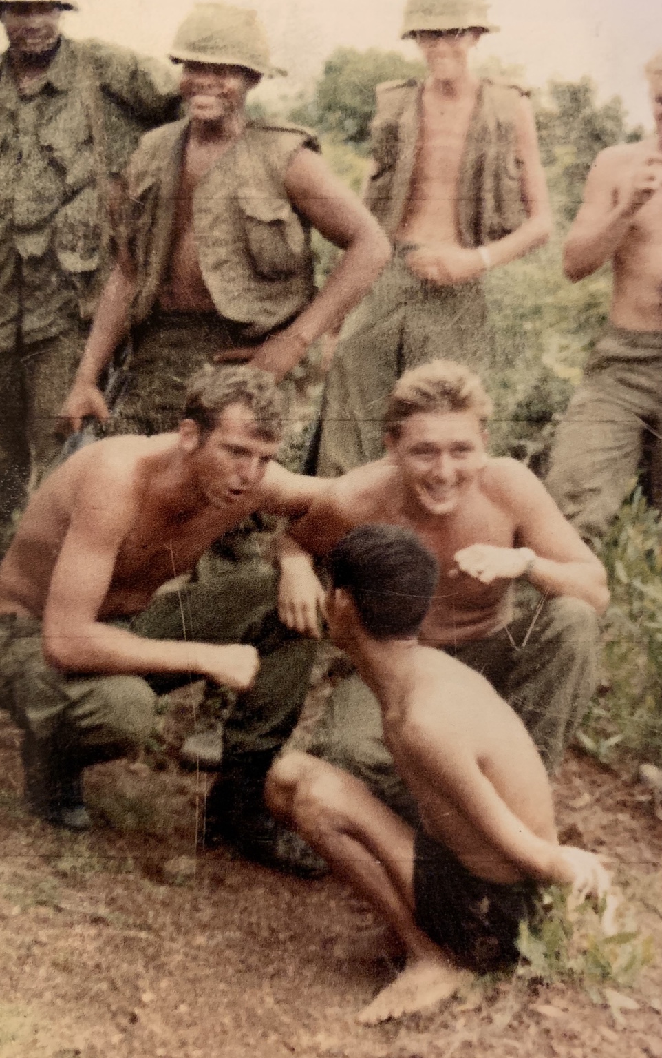 Troopers gathered during a break outdoors.